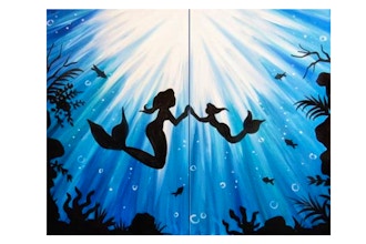 Paint Nite: Mother & Daughter Mermaid Partner Painting